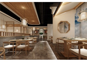 合肥新中式餐飲店裝修，暖色調燈光設計，烘托溫馨氛圍